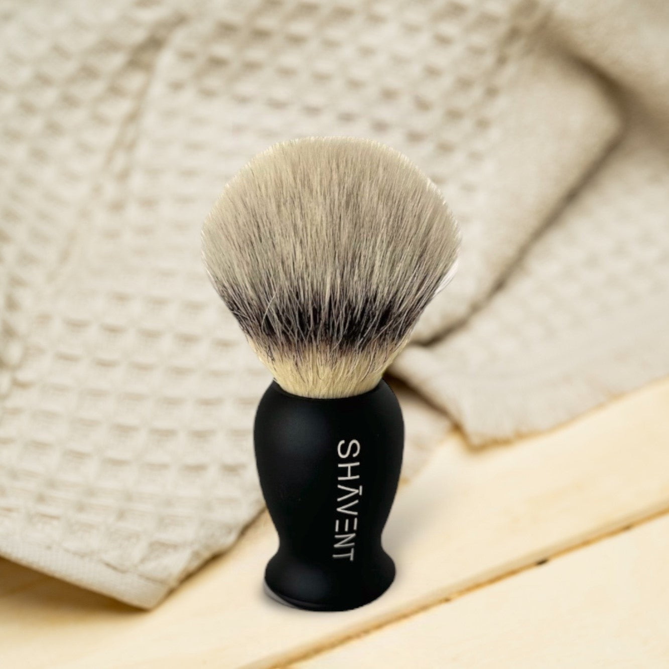 SHAVENT shaving brush, vegan, with high-quality metal handle, handmade